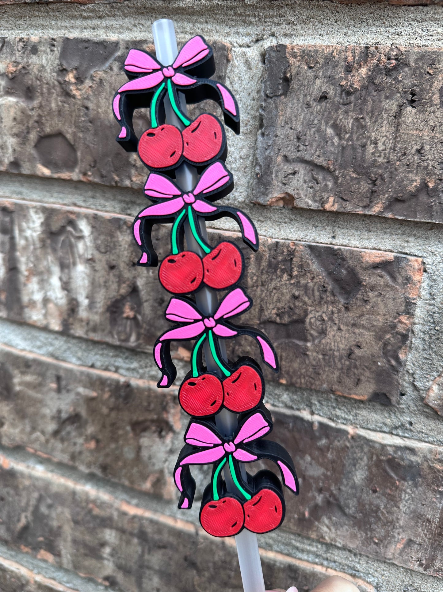 Cherry Coquette Straw Topper